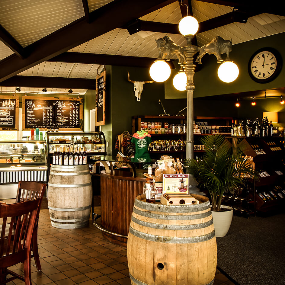 Interior photo of the Grapes and Grind Coffee Shop and Wine Bar