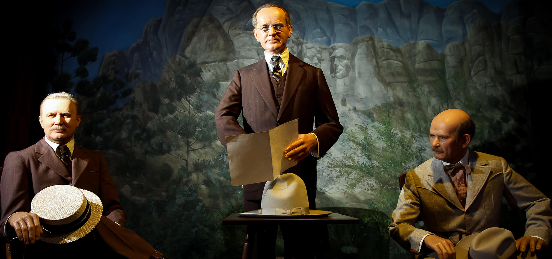 Peter Norbeck, Calvin Coolidge, and Gutzon Borglum at the Mount Rushmore Unveiling